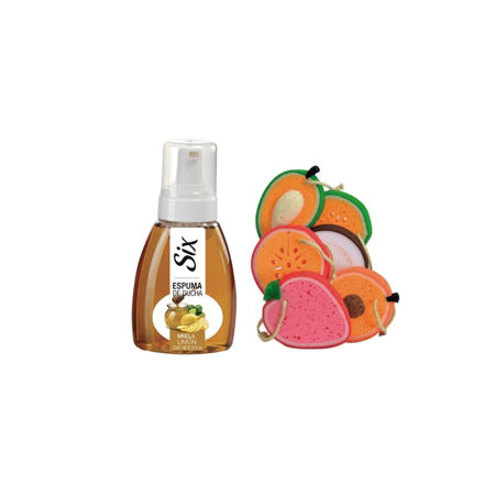 Imagen de Espuma de Ducha Six 270 ml Miel y Limon + Esponja