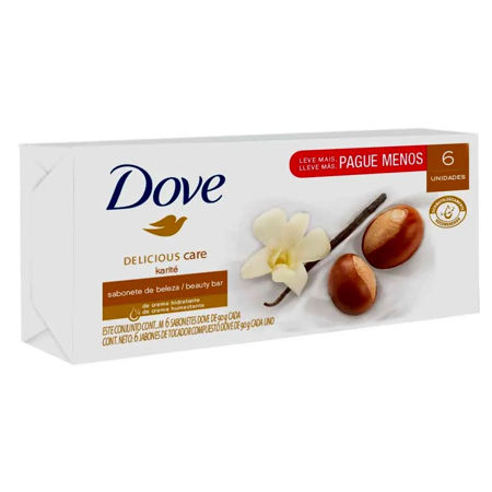 Imagen de Jabon Dove 90 g Pack 6 unidades Karite y Vainilla