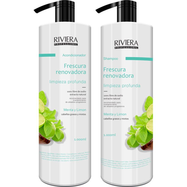 Imagen de Pack Riviera Shampoo + Acondicionador 1 lt Menta y Limon