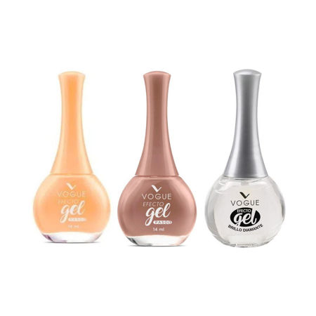 Imagen de Pack Vogue Efecto Gel Esmalte Agradecer + Sentir + Brillo