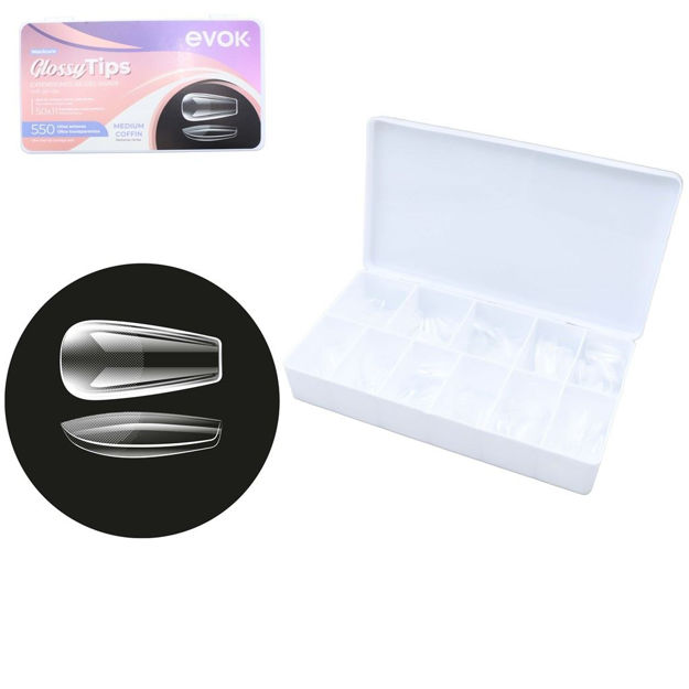 Imagen de Tips de Gel Soft 500 unidades Evok Coffin Mediano