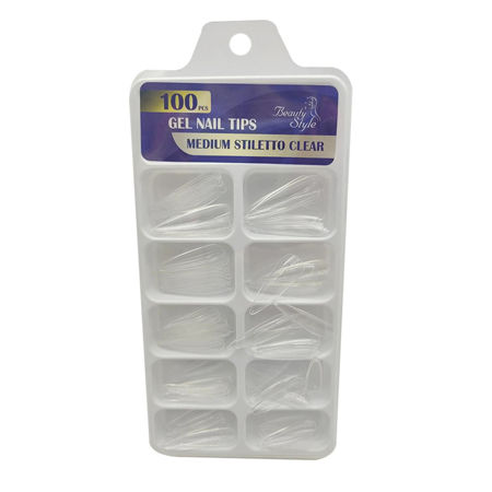 Imagen de Tips Medium Stiletto Clear Beauty Style 100 u