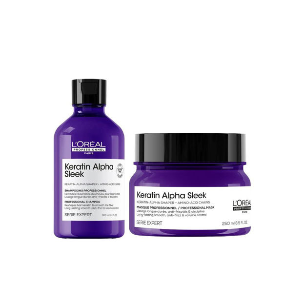 Imagen de Pack Loreal Pro Keratin Alpha Sleek Shampoo + Mascara