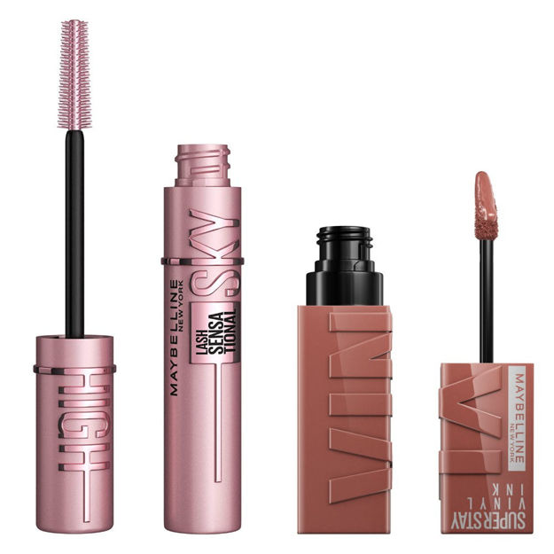Imagen de Labial Maybelline Vinyl Ink 120 + Mascara Sky High 801